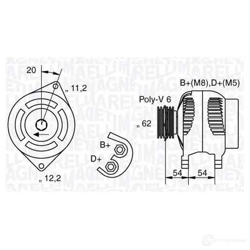 Генератор MAGNETI MARELLI 21267526 063321807010 V0SUEYX MAN18 07 изображение 0