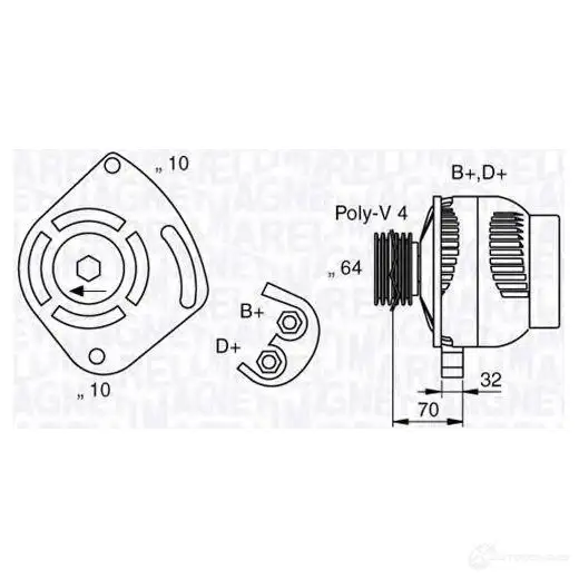 Генератор MAGNETI MARELLI 633 21919 MAN1159 1016895 063321919010 изображение 0