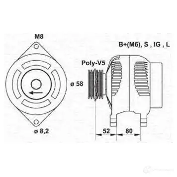 Генератор MAGNETI MARELLI MAR62 15 OV4GYFL 943346215010 1047888 изображение 0