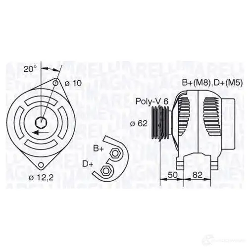 Генератор MAGNETI MARELLI 063321618010 6332161 8 1016862 944390901330