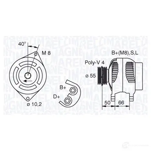 Генератор MAGNETI MARELLI 1016857 63321607 063321607010 063321 607010 изображение 0