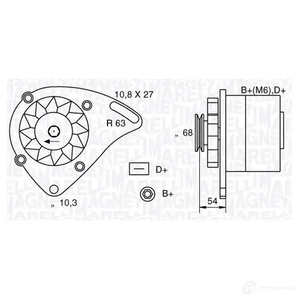 Генератор MAGNETI MARELLI 944390395010 633 21165 063321165010 1016838 изображение 0