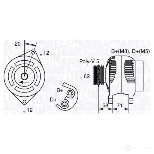 Генератор MAGNETI MARELLI 1016851 063321485010 63 321485 MAN1021 изображение 0