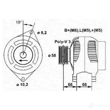 Генератор MAGNETI MARELLI MAR50 36 943356979010 1048190 Q8C53 изображение 0