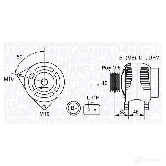 Генератор MAGNETI MARELLI 1016961 MAN7300 063377300010 6337730 0