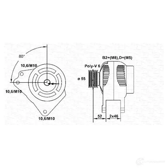 Генератор MAGNETI MARELLI 943355144010 IAPSA 6141916 MAR 5644 изображение 0