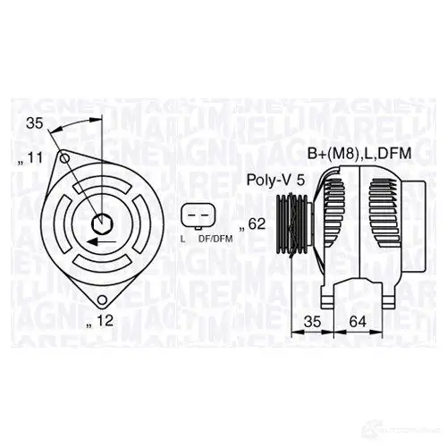 Генератор MAGNETI MARELLI 063377015 010 63377015 063377015010 1016949 изображение 0