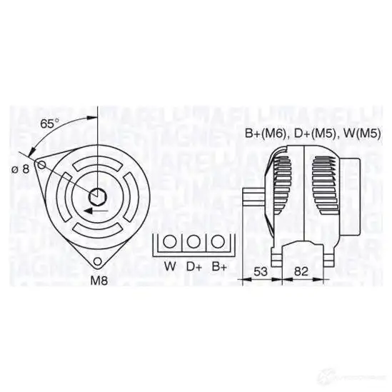 Генератор MAGNETI MARELLI 633 77464 1016988 063377464010 MAN7464 изображение 0