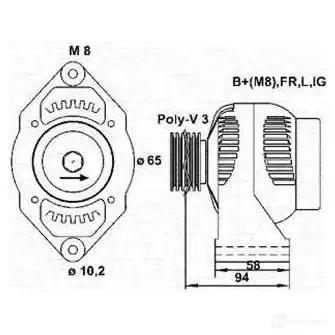 Генератор MAGNETI MARELLI MAR6 103 943346103010 1047862 TKITJ