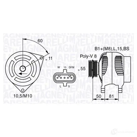 Генератор MAGNETI MARELLI 063536550050 1193731366 3LNS7 MAN 2045 изображение 0