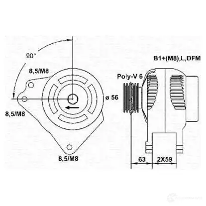 Генератор MAGNETI MARELLI 943355062010 P3XH9UF M AR5562 1047937 изображение 0