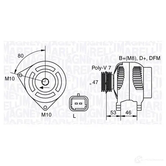 Генератор MAGNETI MARELLI 6334173 4 063341734010 1016927 MAN1166