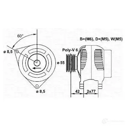 Генератор MAGNETI MARELLI MAR55 05 943355005010 P0AMK 6141704 - Изображение 1