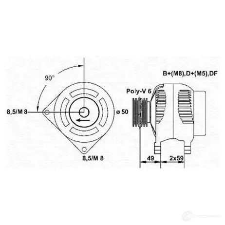 Генератор MAGNETI MARELLI 943346002010 1047822 MA R6002 VFL6F