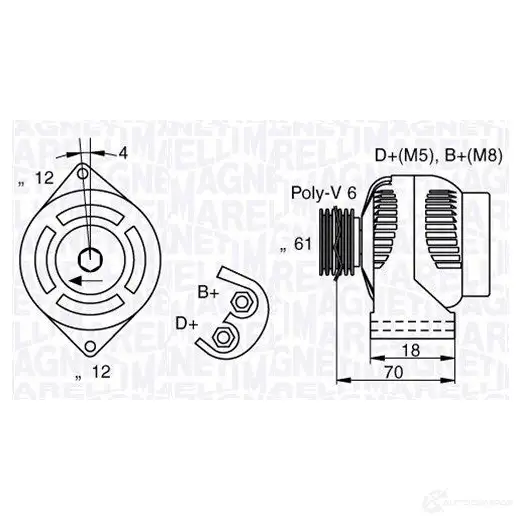 Генератор MAGNETI MARELLI 063377004010 63377 004 MAN7004 1016938 изображение 0