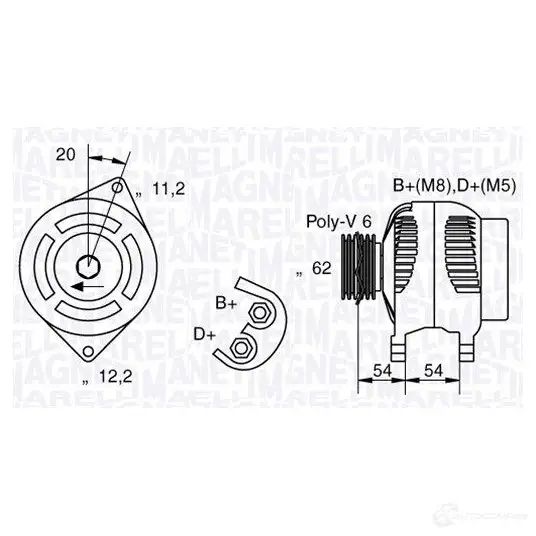Генератор MAGNETI MARELLI MAN1860 1016890 063321860010 9443909020 20 изображение 0