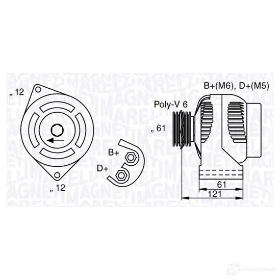 Генератор MAGNETI MARELLI 1016950 063377017010 MAN7017 63 377017 изображение 0