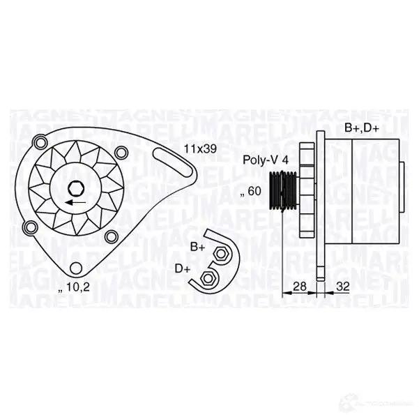 Генератор MAGNETI MARELLI 063321760010 633217 60 1016870 944390901900