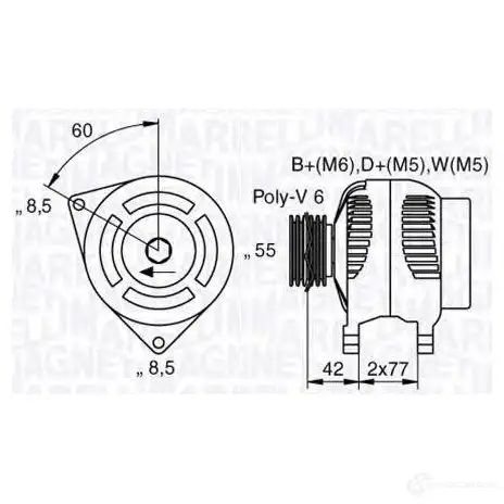 Генератор MAGNETI MARELLI 1193731254 M AN2021 GB7L0WX 063533100530