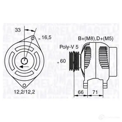 Генератор MAGNETI MARELLI 1016843 MAN646 6332134 0 063321340010