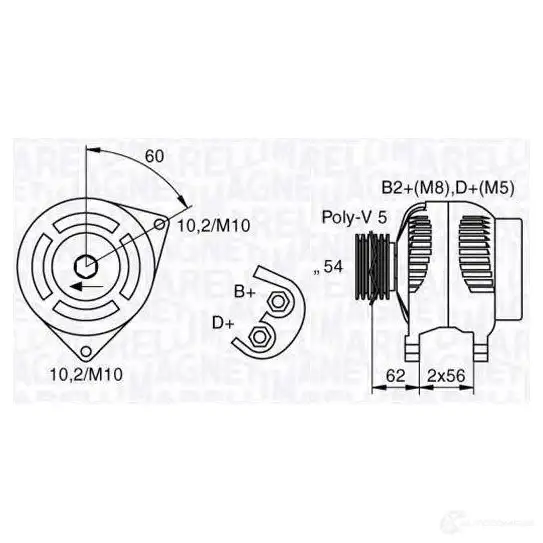 Генератор MAGNETI MARELLI 1193731311 063534150230 03BXEM MA N2043 изображение 0