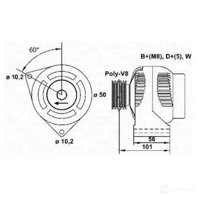 Генератор MAGNETI MARELLI MA R6039 943346039010 AYDWZR 1047838