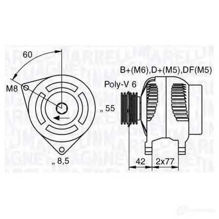 Генератор MAGNETI MARELLI 9443903951 00 1193731255 063533100540 MAN2022