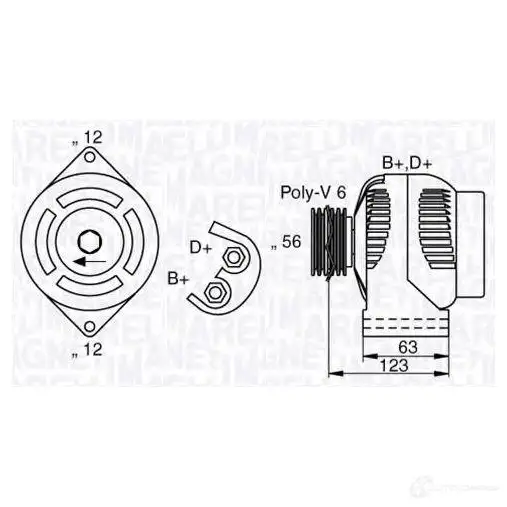 Генератор MAGNETI MARELLI 063377026010 MAN7026 6337702 6 1193730574