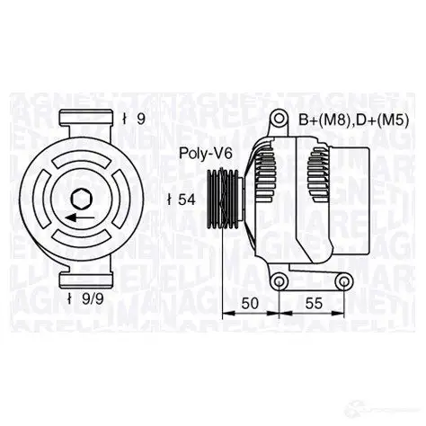 Генератор MAGNETI MARELLI 1193730558 MAN7019 063377019010 6337 7019