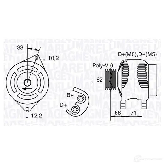 Генератор MAGNETI MARELLI 1016842 63 321332 063321332010 944390901280 изображение 0