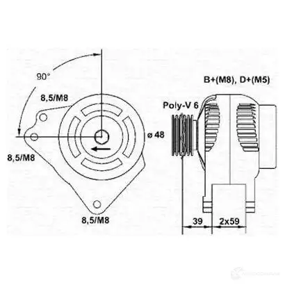 Генератор MAGNETI MARELLI 943355003010 M AR5503 1047906 KEB1P изображение 0