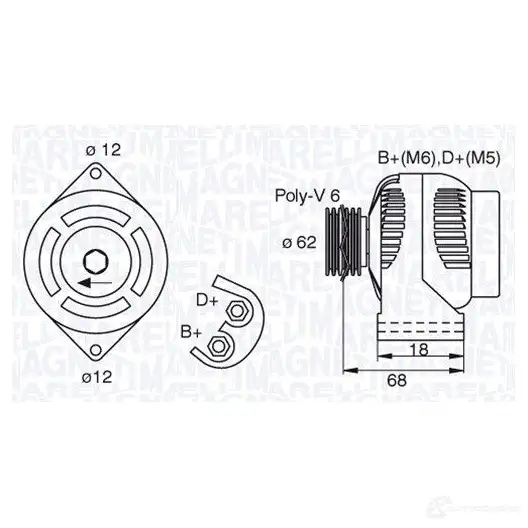 Генератор MAGNETI MARELLI MAN7490 63377 490 1016990 063377490010 изображение 0