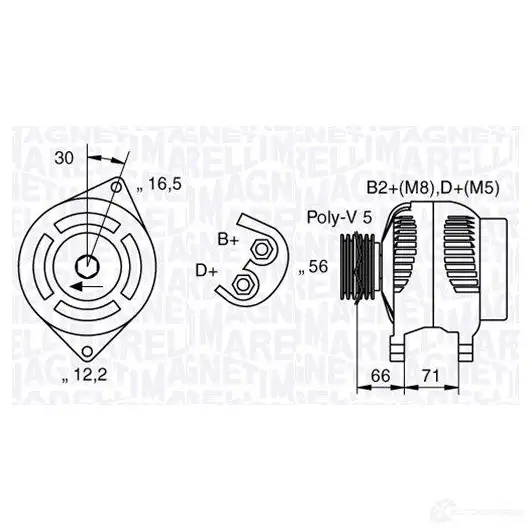 Генератор MAGNETI MARELLI 1017108 MAN2040 944390 427600 063533250590 изображение 0