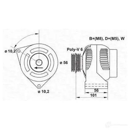 Генератор MAGNETI MARELLI MAR7 022 V7BMS 943354022010 6141790 изображение 0