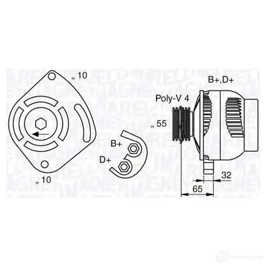 Генератор MAGNETI MARELLI 063321763010 MAN1171 1016872 633 21763