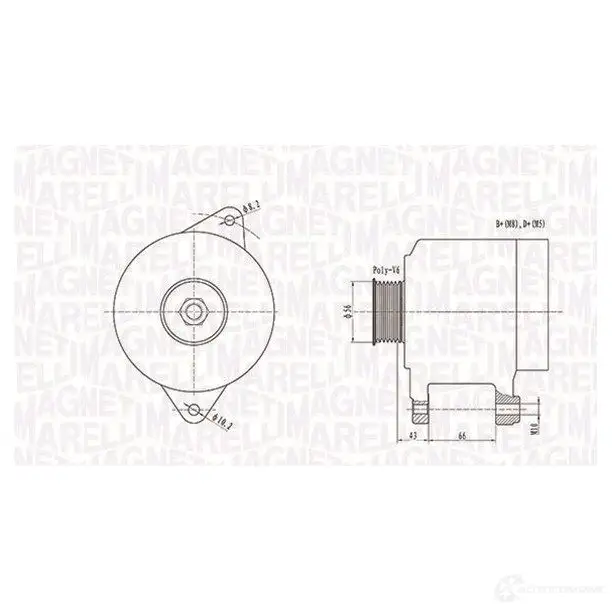 Генератор MAGNETI MARELLI 8OLTV 063738250010 1193732137 MQA 825 изображение 0