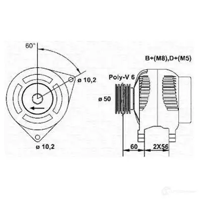 Генератор MAGNETI MARELLI MAR5 554 59HSWZA 1047931 943355054010 изображение 0