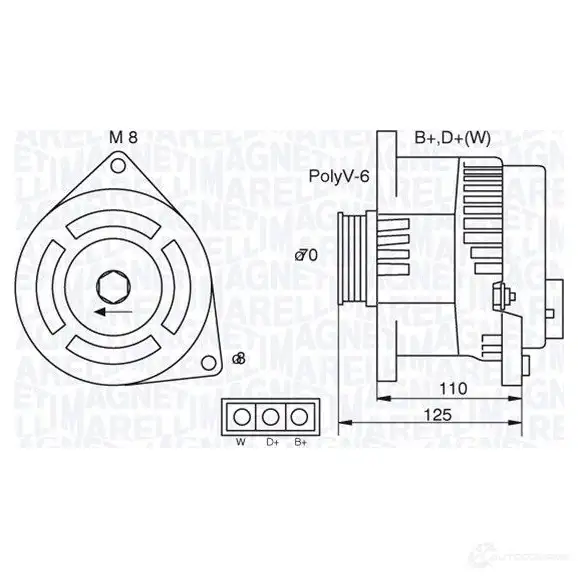 Генератор MAGNETI MARELLI 1016844 MAN786 063321346010 6 3321346 изображение 0