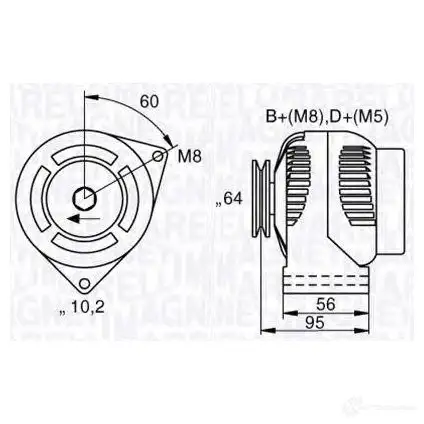 Генератор MAGNETI MARELLI 063533350070 MAN20 05 T4RBMDJ 1193731288 изображение 0