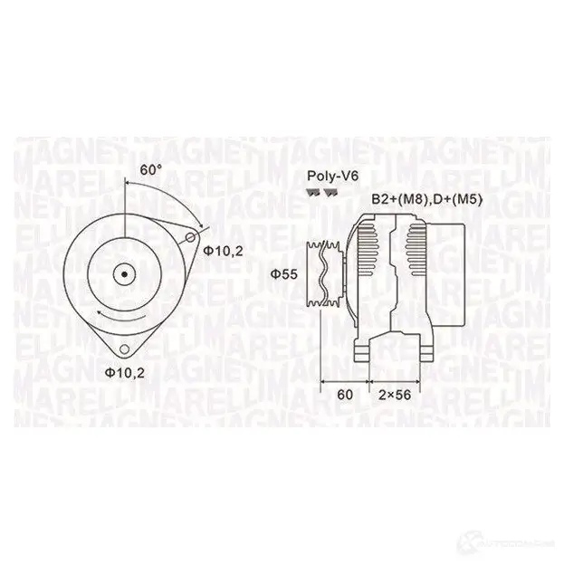 Генератор MAGNETI MARELLI YIQM76T 1193731836 MQA15 77 063731577010