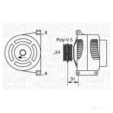 Генератор MAGNETI MARELLI 633 77426 063377426010 1016979 MAN7426 изображение 0