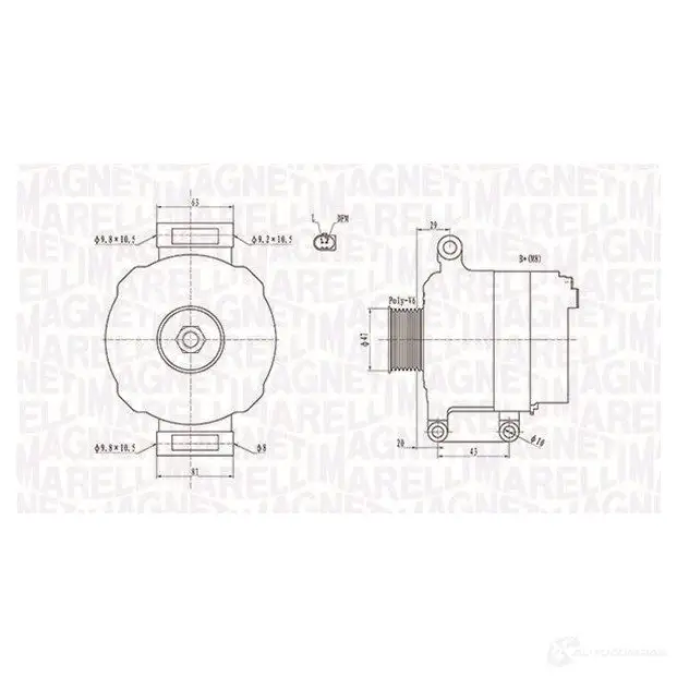 Генератор MAGNETI MARELLI 9443904 72200 1193732010 063731867010 MQA1867