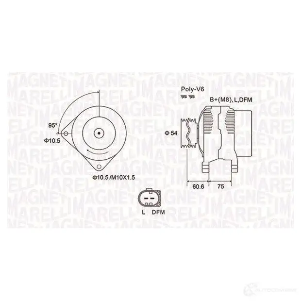 Генератор MAGNETI MARELLI MQA1757 9443 90903170 1193731928 063731757010