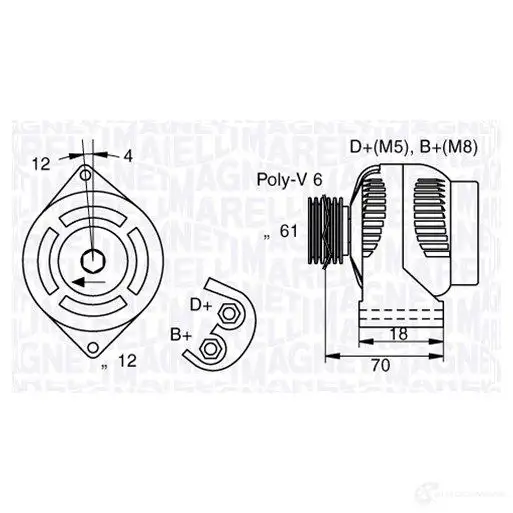 Генератор MAGNETI MARELLI 633770 05 1016939 063377005010 944390902060