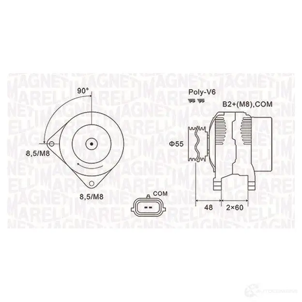 Генератор MAGNETI MARELLI 063731974010 J0Y4LR M QA1974 1193732092 изображение 0