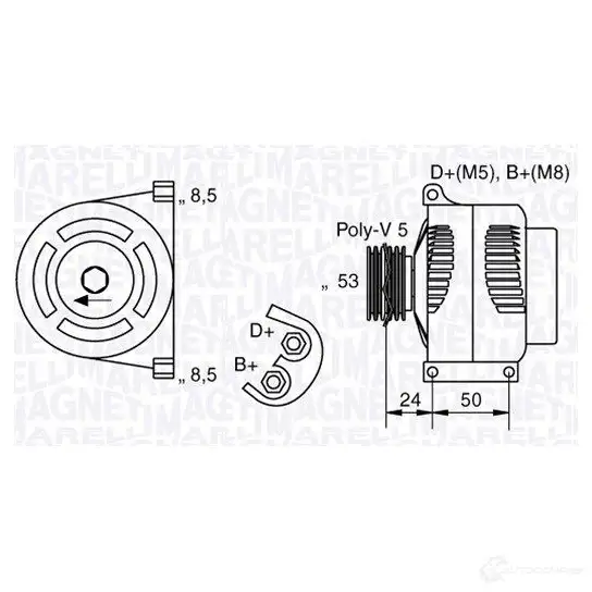 Генератор MAGNETI MARELLI 063377006010 944390901940 1016940 6337 7006 изображение 0