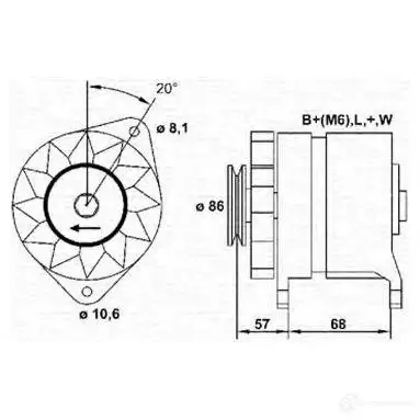 Генератор MAGNETI MARELLI 1047997 UWWGQ7 943356220010 M AR454