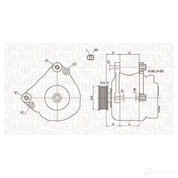 Генератор MAGNETI MARELLI 1193731841 063731587010 UB898ZU MQA158 7