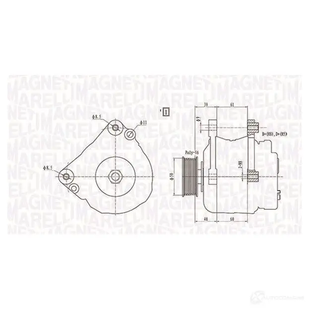 Генератор MAGNETI MARELLI 1193732138 1ALCIN9 MQA82 9 063738290010