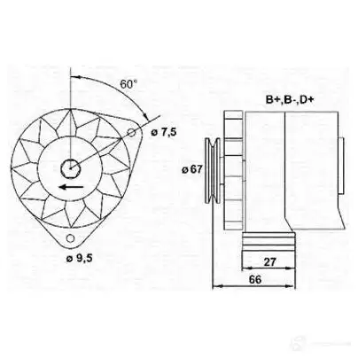 Генератор MAGNETI MARELLI MA R398 1047960 BOWYWXK 943356117010